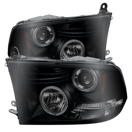 Spyder Projector Headlights Halogen- LED Halo Black Smoke for 09-14 Dodge Ram 1500