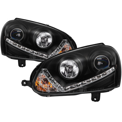 Spyder DRL Black Headlights for 06-09 Volkswagen GTI  / Jetta w/ Halogen