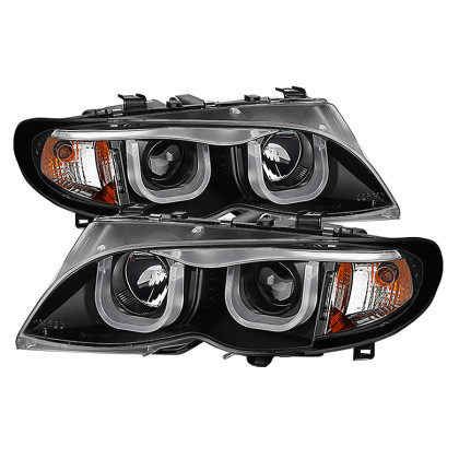 Spyder Projector Headlights 1PC 3D Halo Black for 02-05 BMW E46 3-Series 4DR