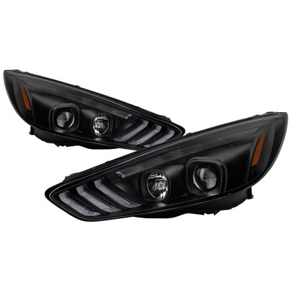 Spyder Projector Headlights - Seq Turn Light Bar - Black for 15-18 Ford Focus