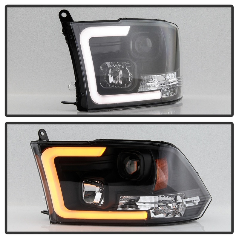 Spyder Ver 2 Proj Headlight - Light Bar Turn Signal Black for 09-16 Ram 1500