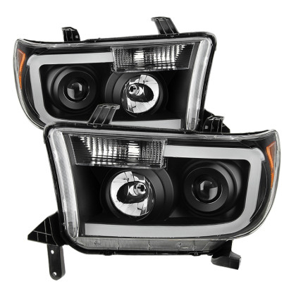 Spyder Xtune LED Light Bar Projector Headlights Black for 07-13 Toyota Tundra