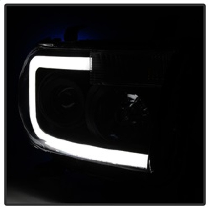 Spyder Xtune LED Light Bar Projector Headlights Black Smoked for 07-13 Tundra