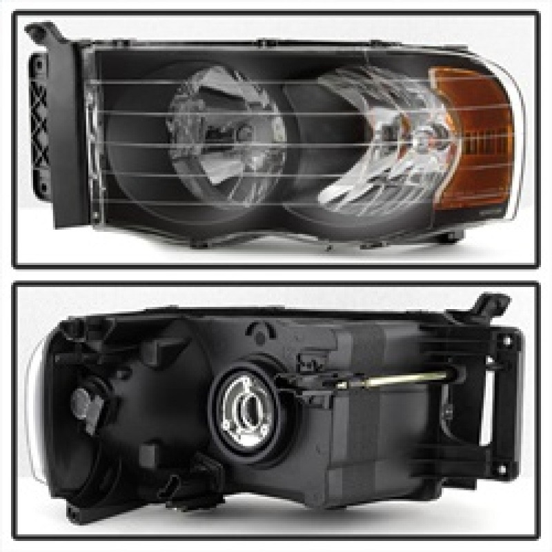 Spyder Xtune Amber Crystal Headlights Black for 02-05 Dodge Ram 1500