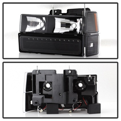 Spyder Xtune Corner/LED Bumper Headlights Black for 92-94 Blazer Full Size