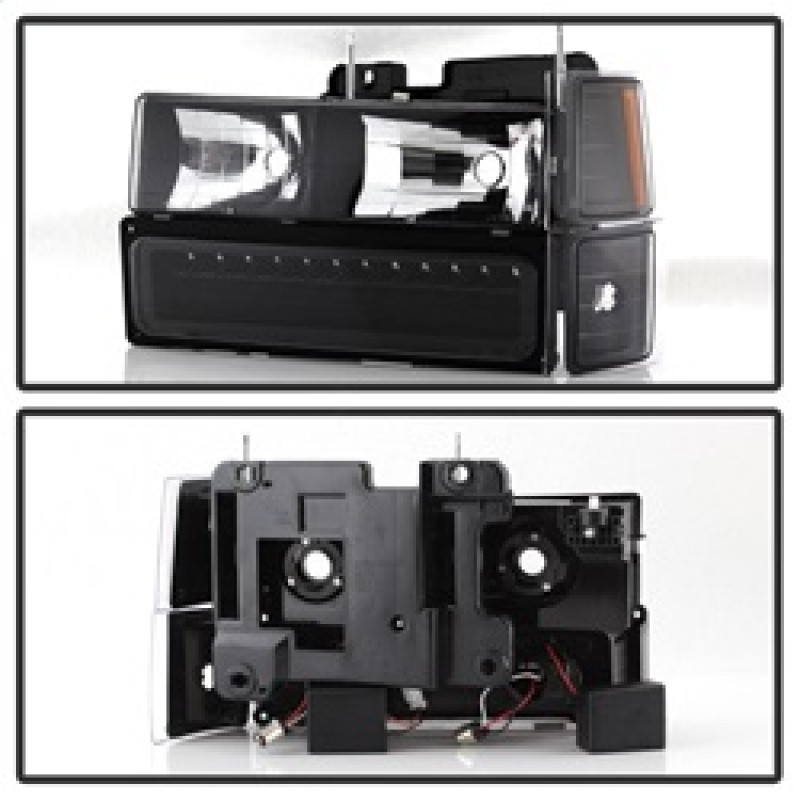 Spyder Xtune Corner/LED Bumper Headlights Black for 92-94 Blazer Full Size