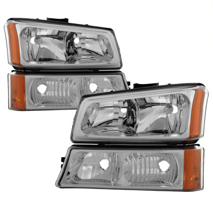 Spyder Xtune Crystal Headlights w/ Bumper Lights for 03-06 Silverado 2500HD