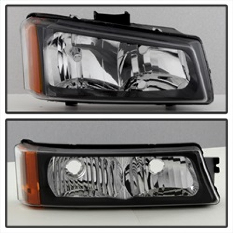 Spyder Xtune Headlights w/ Bumper Lights Black for 03-06 Silverado 2500HD