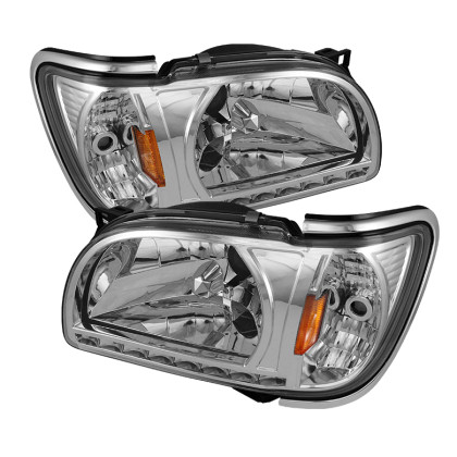 Spyder Xtune 1 Piece w/ Chrome Trim Corner Crystal Headlights for 01-04 Tacoma