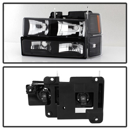 Xtune Headlights w/ Corner & Parking Lights 8pcs Black for 94-98 Suburban