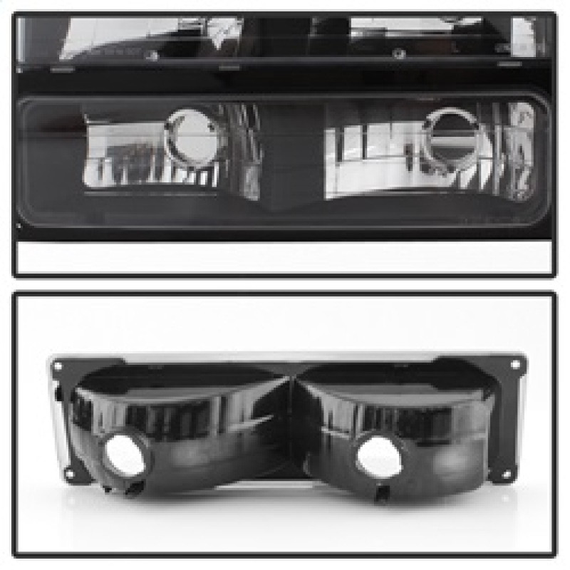 Xtune Headlights w/ Corner & Parking Lights 8pcs Black for 94-98 Suburban