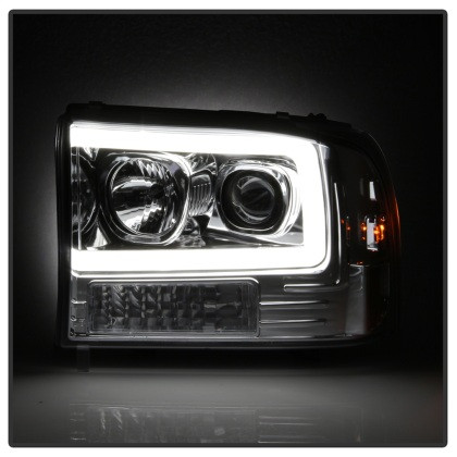 Spyder Light Bar Projector Headlights - Chrome for 99-04 Ford F-250 Super Duty