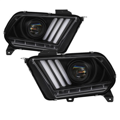 Spyder  Projector Headlights LED Signals Black for 10-13 Ford Mustang w/ Halogen