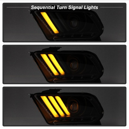 Spyder  Projector Headlights LED Signals Black for 10-13 Ford Mustang w/ Halogen