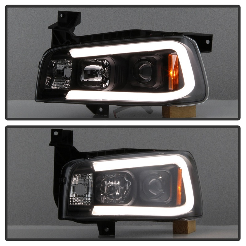Spyder Projector Headlights - LED Light Bar - Black for 06-10 Dodge Charger