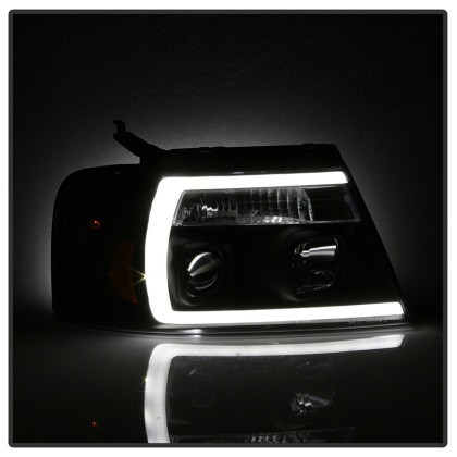 Spyder Projector Headlights - Light Bar DRL - Black for 04-08 Ford F-150