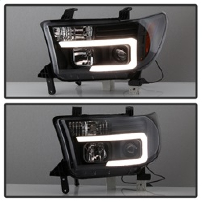 Spyder Projector Headlights - Light Bar DRL - Black for 08-13 Toyota Sequoia