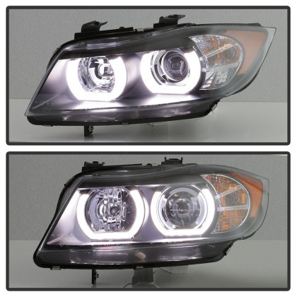 Spyder Headlights  Black for 06-08 BMW E90 3-Series 4DR w/ Halogen