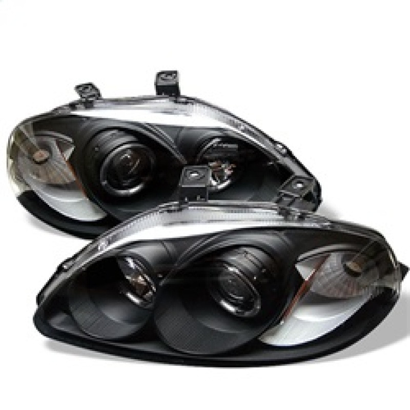 Spyder Projector Headlights LED Halo Amber Reflctr Black for 96-98 Honda Civic