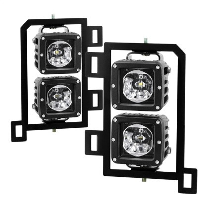 Spyder Full LED Fog Lights w/Bracket/Switch- Clear for 13-18 Dodge Ram 1500