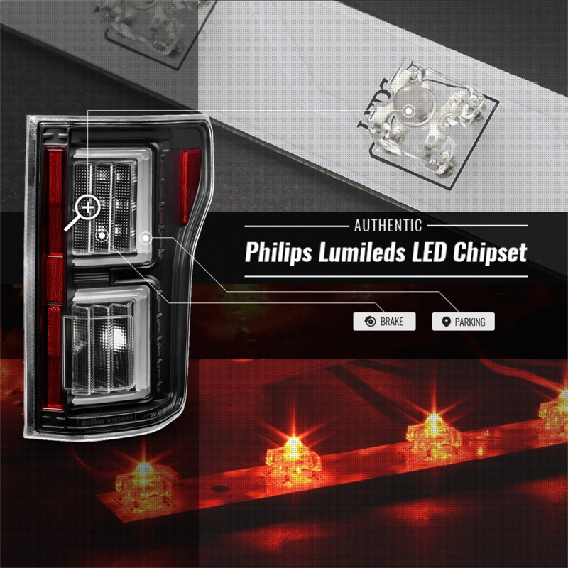 Spyder Light Bar LED Tail Lights Black for 15-17 Ford F150