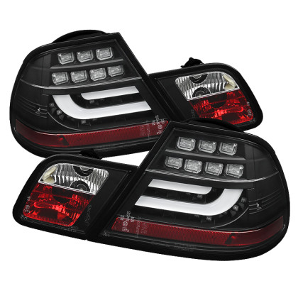 Spyder Light Bar LED Tail Lights Black for 00-03 BMW E46 2Dr Coupe