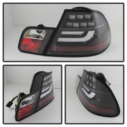 Spyder Light Bar Style LED Tail Lights Black for 04-06 BMW E46 3-Series 2Dr