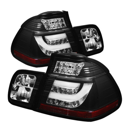 Spyder Light Bar Style LED Tail Lights Black for 02-05 BMW E46 3-Series 4Dr
