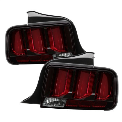 Spyder LED Tail Lights - Black for 05-09 Ford Mustang (Red Light Bar)