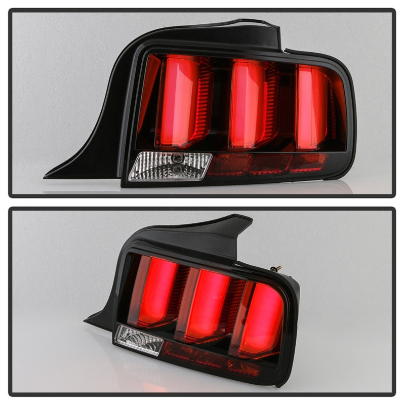 Spyder LED Tail Lights - Black for 05-09 Ford Mustang (Red Light Bar)
