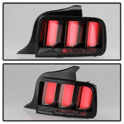 Spyder LED Tail Lights - Smoke for 05-09 Ford Mustang (White Light Bar)