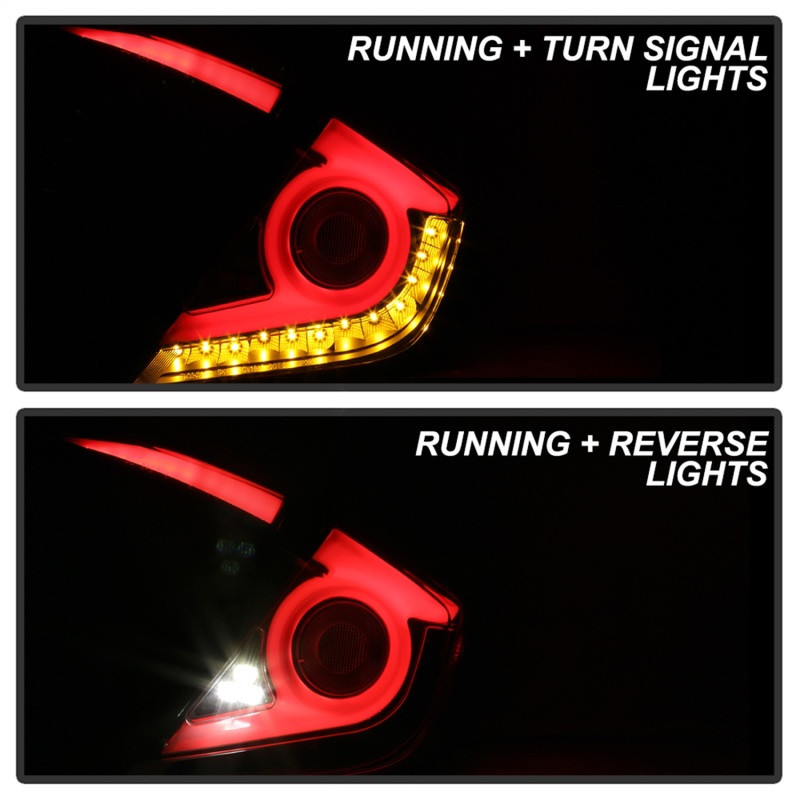 Spyder Light Bar LED Tail Lights - Black for 16-19 Honda Civic 4 Door