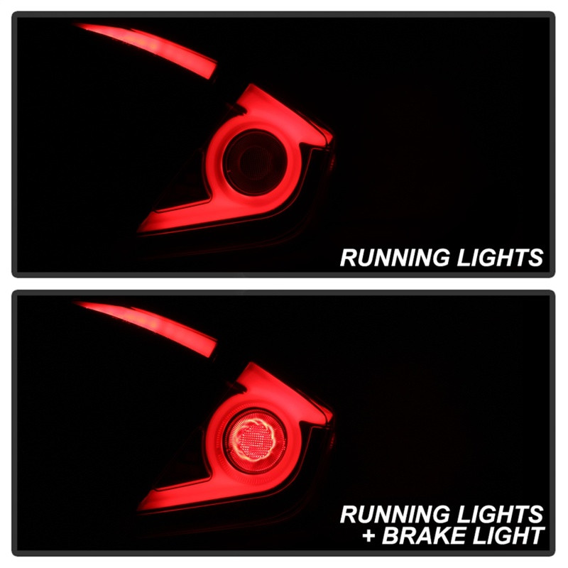 Spyder Light Bar LED Tail Lights - Black Smoke for 16-18 Honda Civic 4 Door