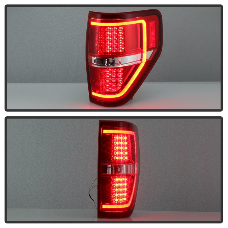 xTune Light Bar LED Tail Lights - Red Clear for 09-14 Ford F-150