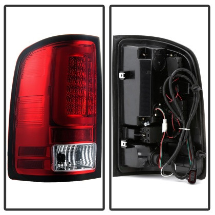 Spyder V2 Light Bar LED Tail Lights - Red Clear for 07-13 GMC Sierra 1500