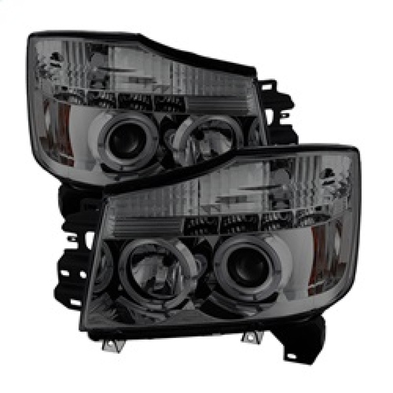 Spyder Projector Headlights LED Halo Smoke for 04-14 Nissan Titan / 04-07 Armada