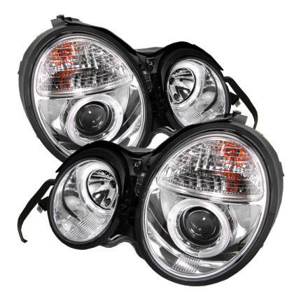 Spyder Projector Headlights LED Halo Chrome for 95-99 Mercedes E-Class