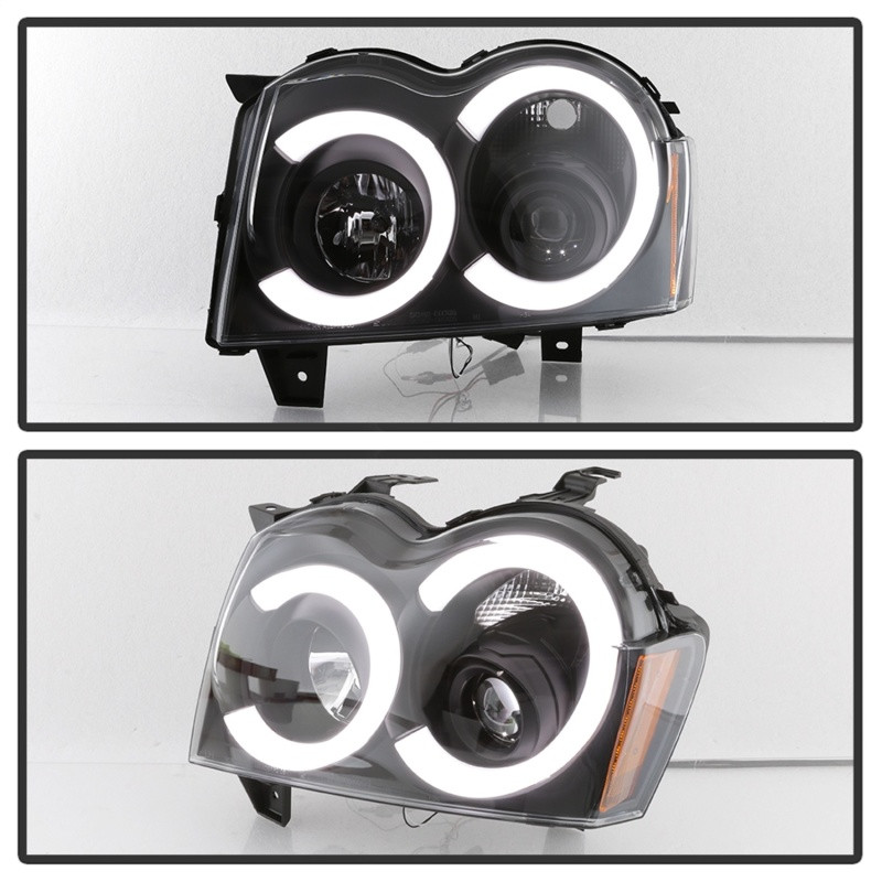 Spyder Light Bar Projector Headlights - Black for 05-07 Jeep Grand Cherokee