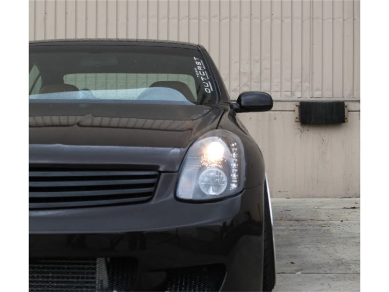 Spyder Projector Headlights Halogen - LED Halo DRL Black for 03-04 G35 4DR
