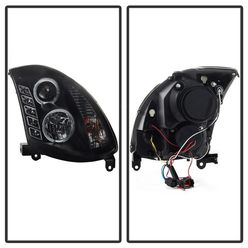 Spyder Projector Headlights LED Halo DRL Black for 03-07 G35 2DR w/ Halogen