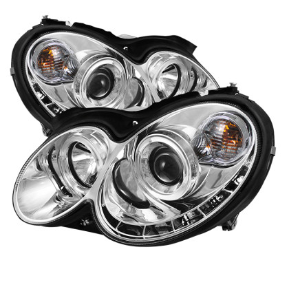 Spyder Projector Headlights LED Halo DRL Chrome for 03-09 Mercedes CLK Halogen