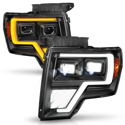 ANZO Full LED Projector Headlights w/Initiation Feature - Black for 09-14 F-150