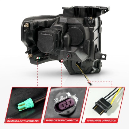 ANZO Full LED Projector Headlights w/Initiation Feature - Black for 09-14 F-150