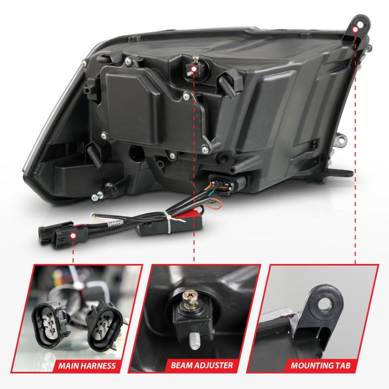 ANZO LED Headlights Sequential - Matte Black for 09-18 Ram 1500/2500/3500