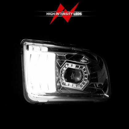 ANZO Projector Headlights w/Light Bar Chrome for 05-09 Mustang Halogen