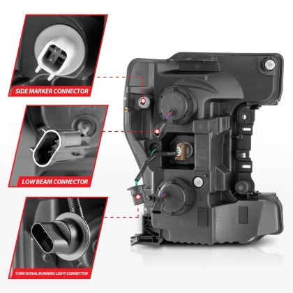 ANZO LED Proj Headlights w/Light Bar Switchback Black for 17-19 F-250 w/ LED