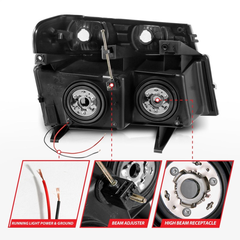 ANZO Crystal Headlights w/ Light Bar Chrome 4pcs for 04-12 Colorado / Canyon