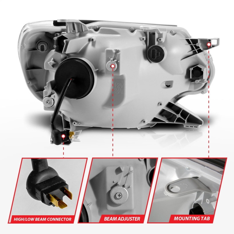 ANZO Projector Headlights - w/ Light Bar Switchback Black for 12-15 Tacoma