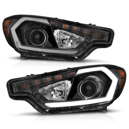 ANZO Projector Headlights w/ Light Bar Black w/ DRL for 14-16 Kia Forte