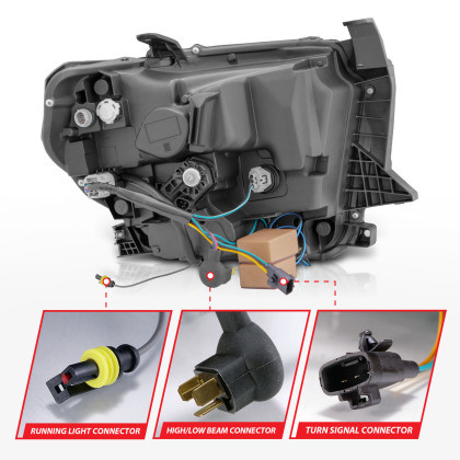 ANZO LED Crystal Headlights w/ Switchback Black w/ DRL for 14-17 Toyota Tundra